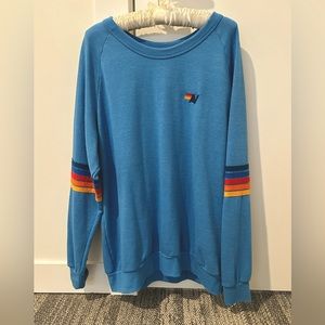 Aviator Nation relaxed crew sweatshirt blue beach summer athleisure XL like new